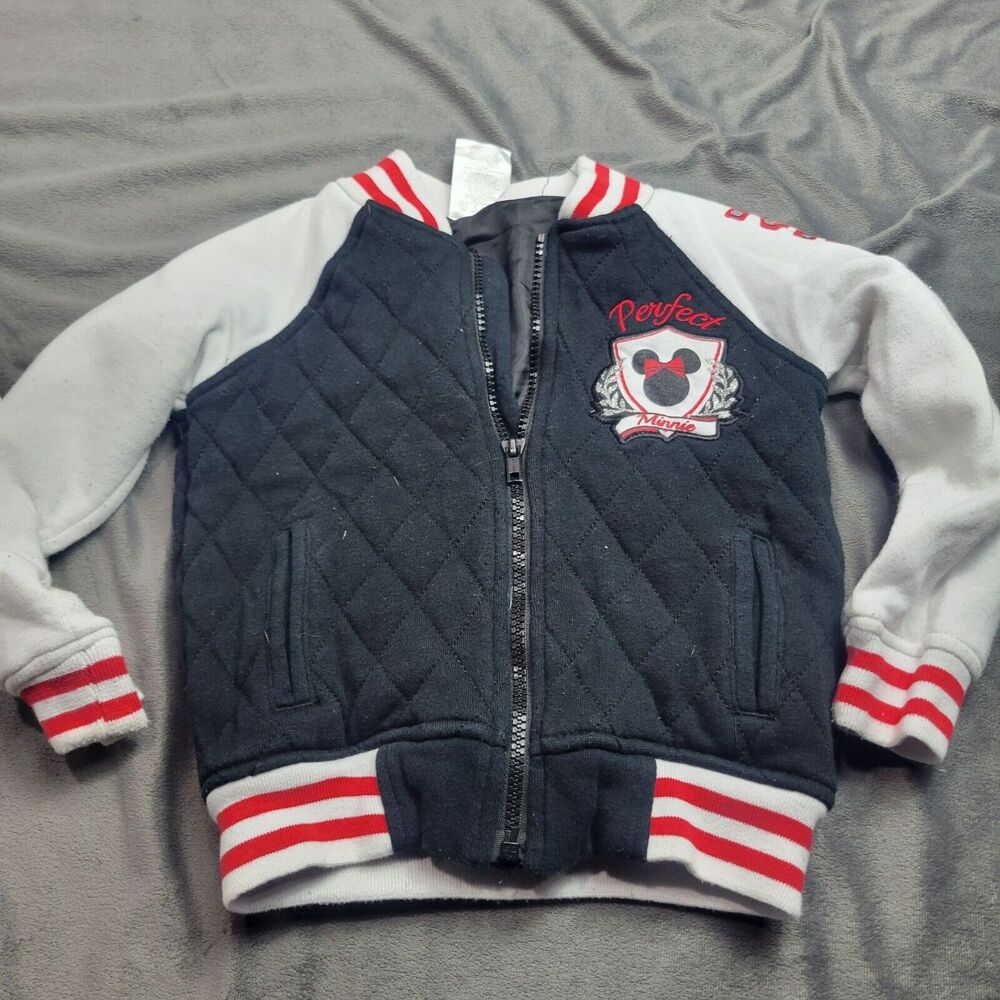 Disney Minnie Mouse "Perfect Since 1928" Quilted Jacket Kids Black & White Small